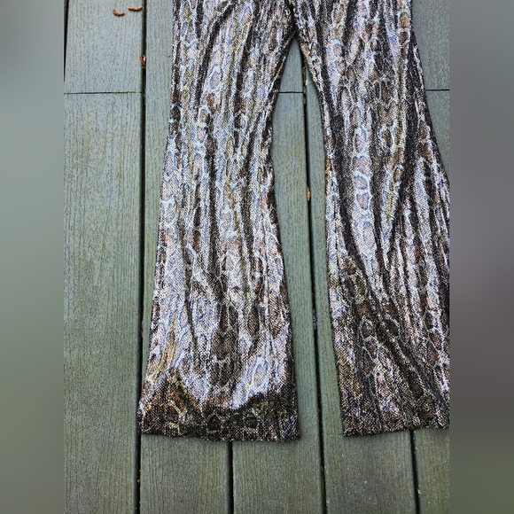 Anthropologie Sequin Snake Python Wide Leg Pants - Picture 10 of 13